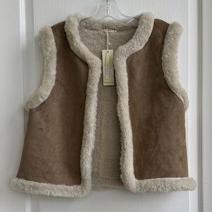 Brown and Cream Shearling Vest